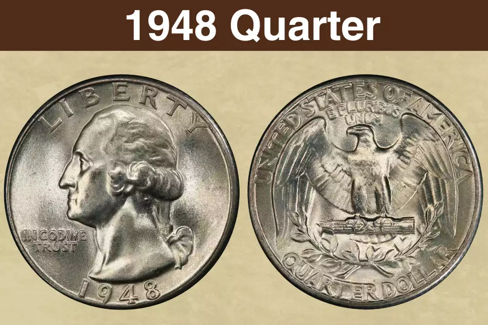 1948 Washington Quarter obverse and reverse showing Washington portrait and eagle design