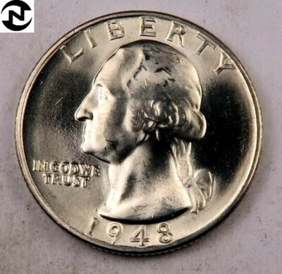 1948 Washington Quarter broadstrike error showing wider diameter, smooth edge without reeding, and spread design elements